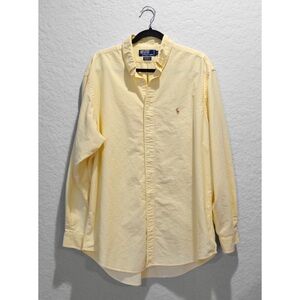 Polo Ralph Lauren Yarmouth Cotton Oxford Button Up Size 17 Big 1X  Yellow Pony